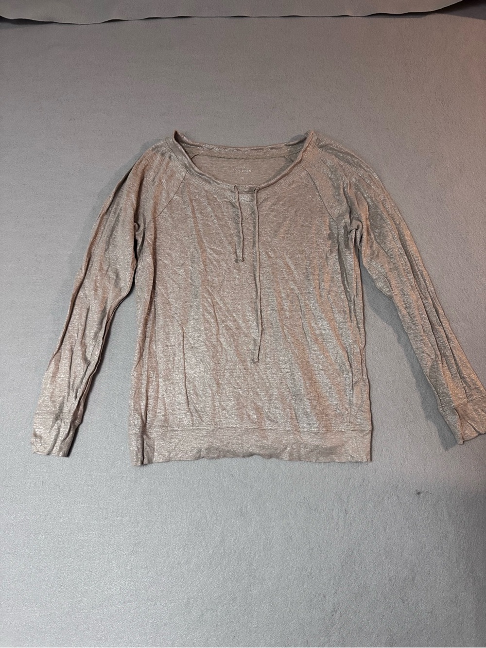 J. Crew Champagne Metallic 100% Linen Top Womens Size Small